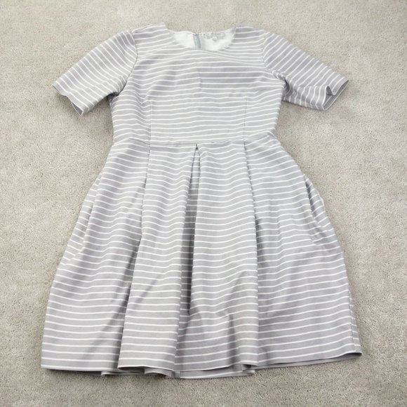 DownEast Dresses & Skirts - Downeast Dress Womens Extra Large Grey  Short Sleeve Zipper Lined Pleated Midi